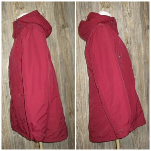 Lands' End Blue Button & Zip Jacket Sz M 10-12 Cinch Waist Hooded Squall Protect - Picture 3 of 16